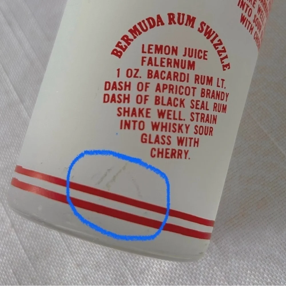 Bermuda Blaster 2 Vintage Frosted Cocktail Glasses Tumblers Red White MCM
